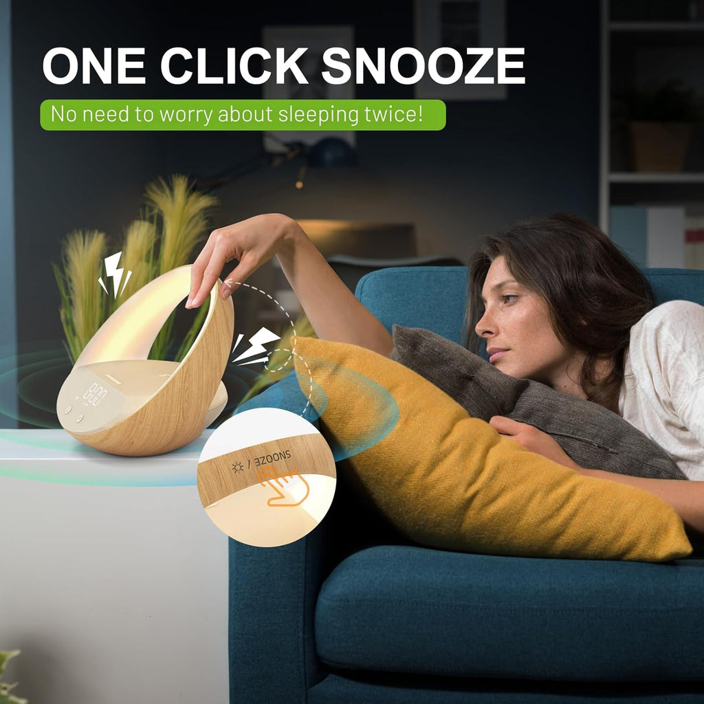 Bluetooth Alarm Clock, Sunrise Simulation Wake Up Night Light, 15W Fast Wireless Charging Alarm Clock for Bedroom, 10W Bluetooth Stereo Sound Speaker, USB Charger Port
