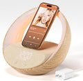 Bluetooth Alarm Clock, Sunrise Simulation Wake Up Night Light, 15W Fast Wireless Charging Alarm Clock for Bedroom, 10W Bluetooth Stereo Sound Speaker, USB Charger Port